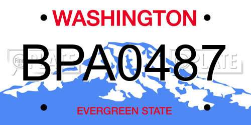 BPA0487 Washington License Plate