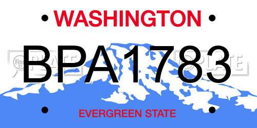 BPA1783 Washington License Plate