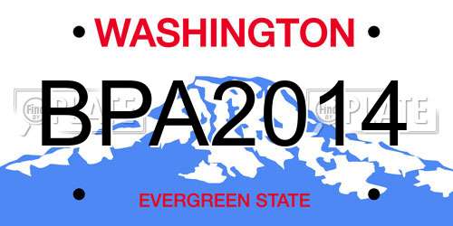 BPA2014 Washington License Plate