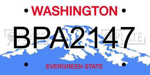 BPA2147 Washington License Plate