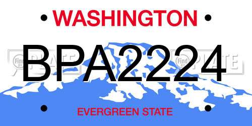 BPA2224 Washington License Plate