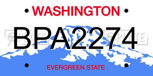 BPA2274 Washington License Plate