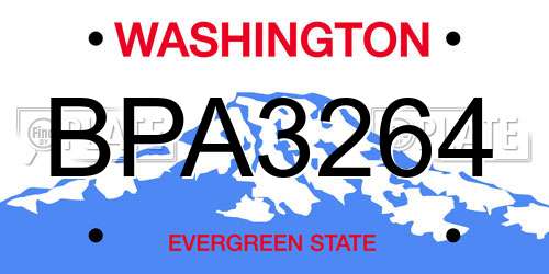 BPA3264 Washington License Plate