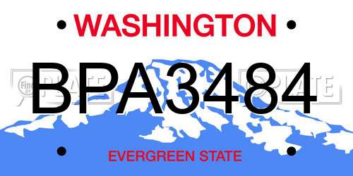 BPA3484 Washington License Plate