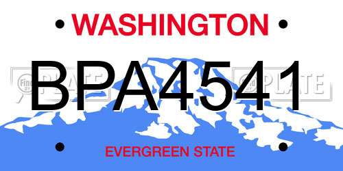 BPA4541 Washington License Plate