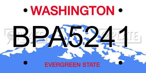 BPA5241 Washington License Plate