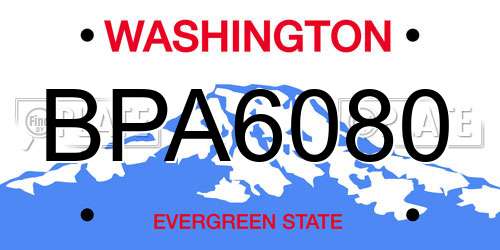 BPA6080 Washington License Plate
