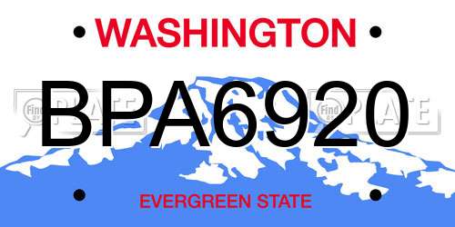 BPA6920 Washington License Plate