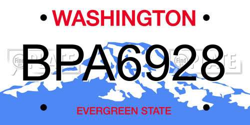 BPA6928 Washington License Plate