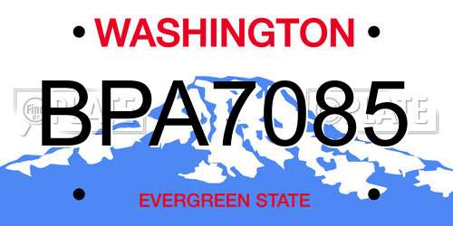 BPA7085 Washington License Plate