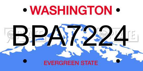 BPA7224 Washington License Plate