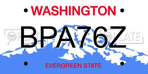 BPA76Z Washington License Plate