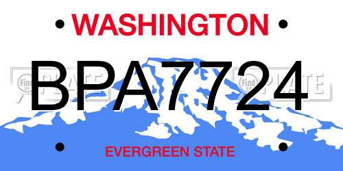 BPA7724 Washington License Plate