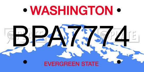 BPA7774 Washington License Plate