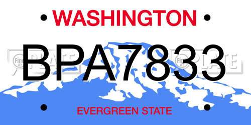 BPA7833 Washington License Plate