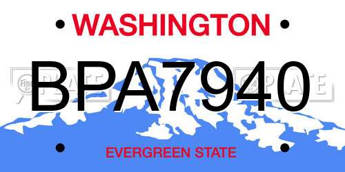 BPA7940 Washington License Plate