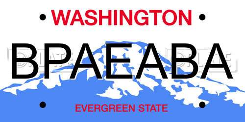 BPAEABA Washington License Plate
