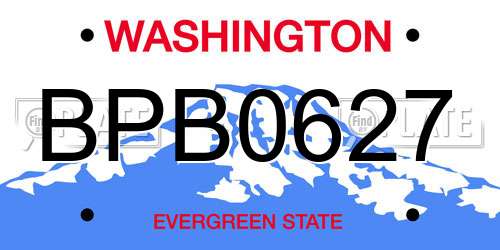 BPB0627 Washington License Plate