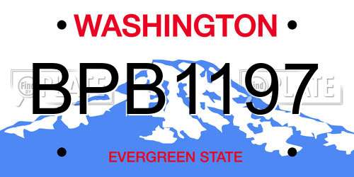 BPB1197 Washington License Plate
