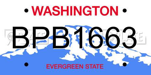 BPB1663 Washington License Plate