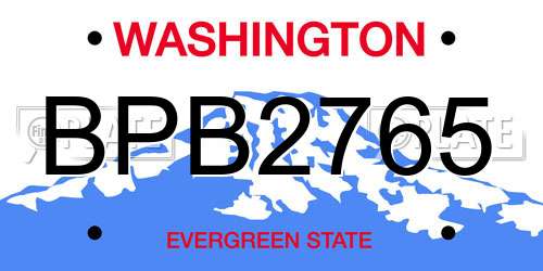 BPB2765 Washington License Plate
