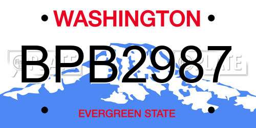 BPB2987 Washington License Plate