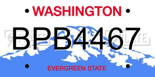 BPB4467 Washington License Plate