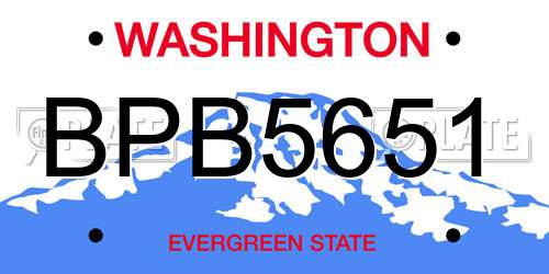 BPB5651 Washington License Plate
