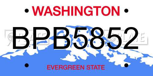 BPB5852 Washington License Plate