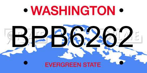 BPB6262 Washington License Plate