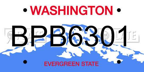 BPB6301 Washington License Plate
