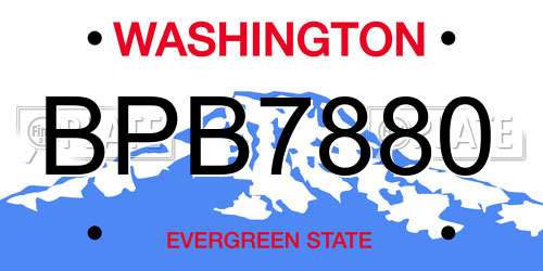 BPB7880 Washington License Plate