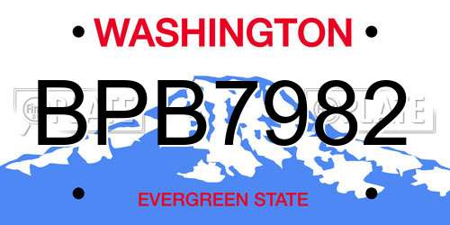 BPB7982 Washington License Plate