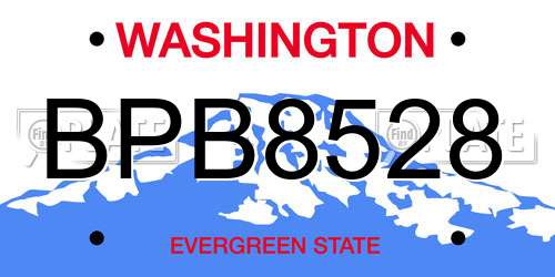 BPB8528 Washington License Plate