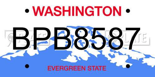 BPB8587 Washington License Plate