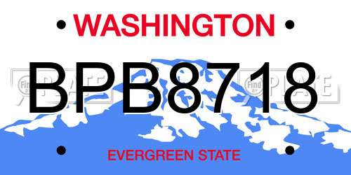 BPB8718 Washington License Plate
