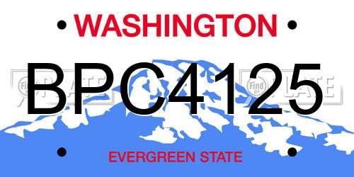 BPC4125 Washington License Plate