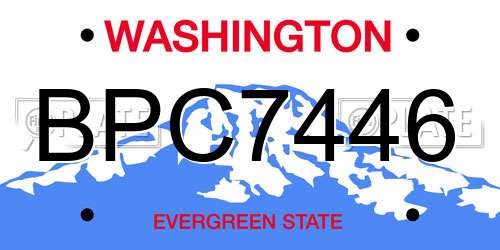 BPC7446 Washington License Plate