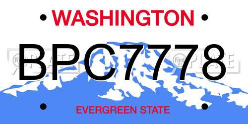 BPC7778 Washington License Plate