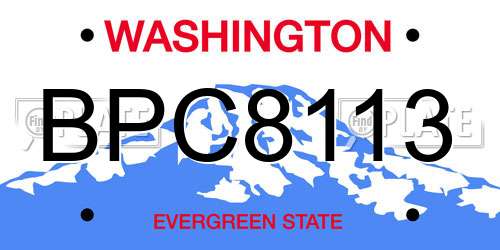 BPC8113 Washington License Plate
