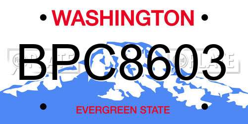 BPC8603 Washington License Plate