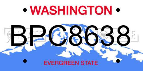 BPC8638 Washington License Plate