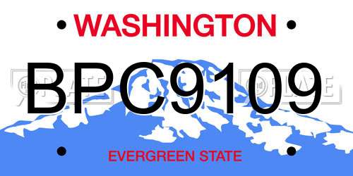 BPC9109 Washington License Plate