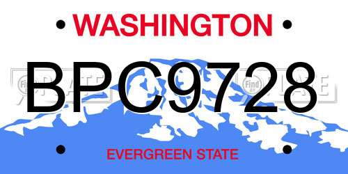 BPC9728 Washington License Plate