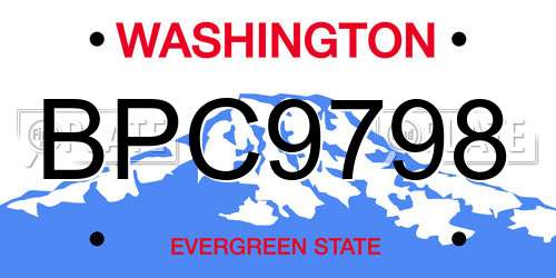 BPC9798 Washington License Plate