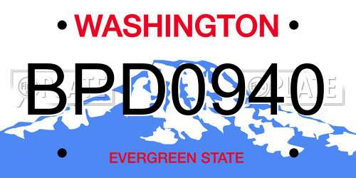 BPD0940 Washington License Plate