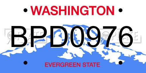 BPD0976 Washington License Plate