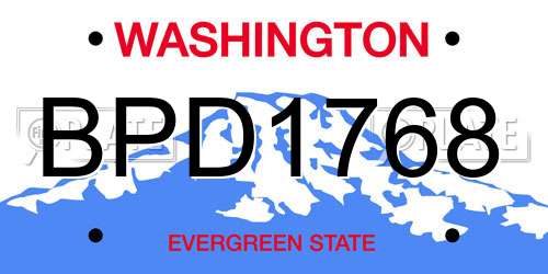 BPD1768 Washington License Plate