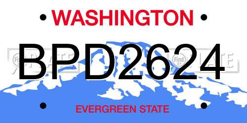 BPD2624 Washington License Plate