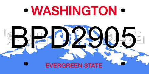 BPD2905 Washington License Plate